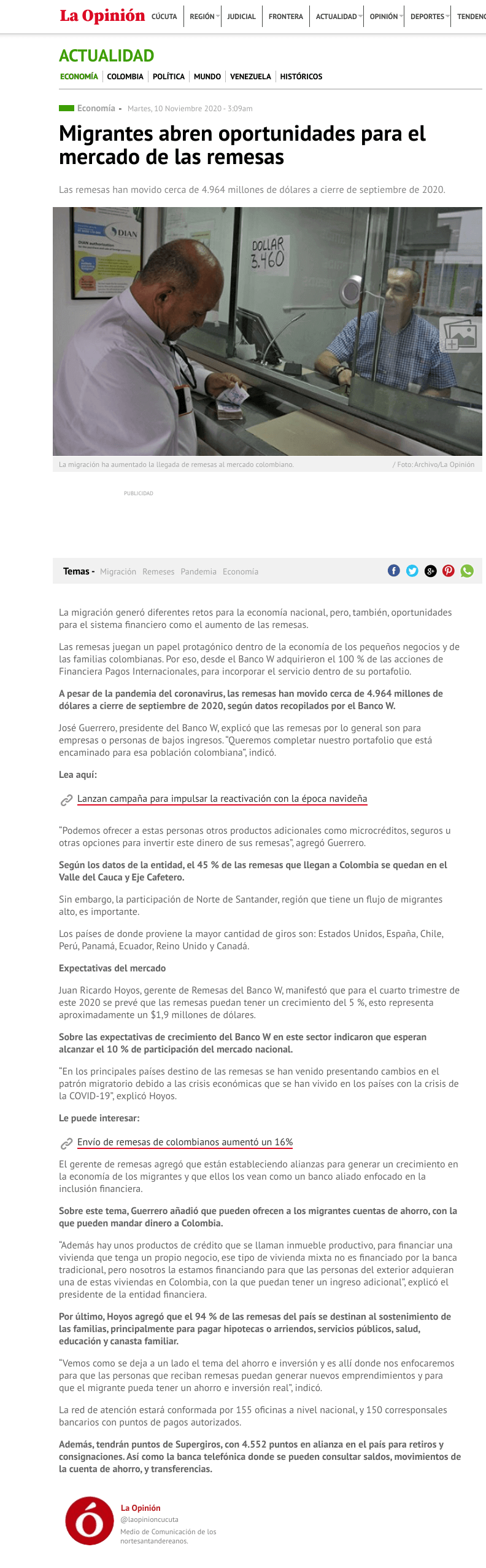 Migrantes abren oportunidades para el mercado de los giros internacionales.